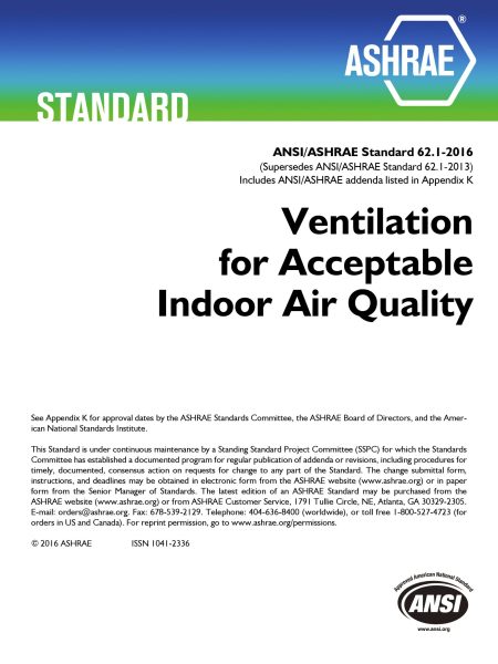 ASHRAE 62.1-2016 - Ventilation for Acceptable Indoor Air Quality (ANSI Approved)